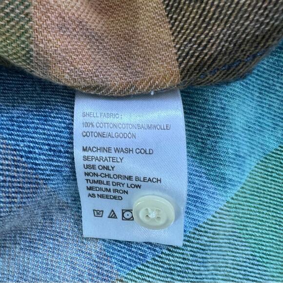 Anthropologie Isabella Sinclair Ruffled Plaid Henley Top Size Medium - Picture 11 of 13